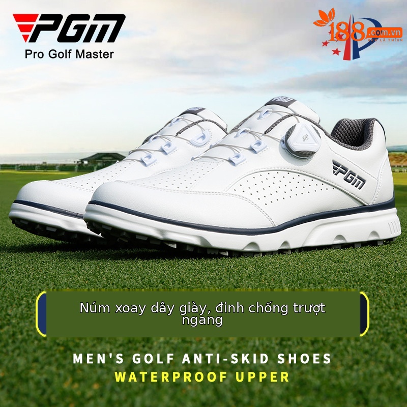 Giày golf PGM dây núm, đế mềm, đinh chống trượt, thoáng khí — XZ245-màu xanh trắng, XZ245-Trắng Xám