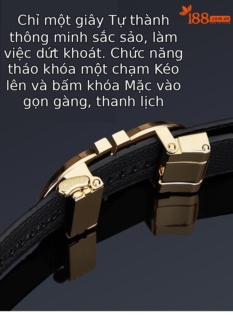 Thắt lưng nam da bò hai lớp khóa tự động Emperor Paul cao cấp họa tiết chữ cái — 120cm, 130cm, 110cm, 125cm chi tiết 4