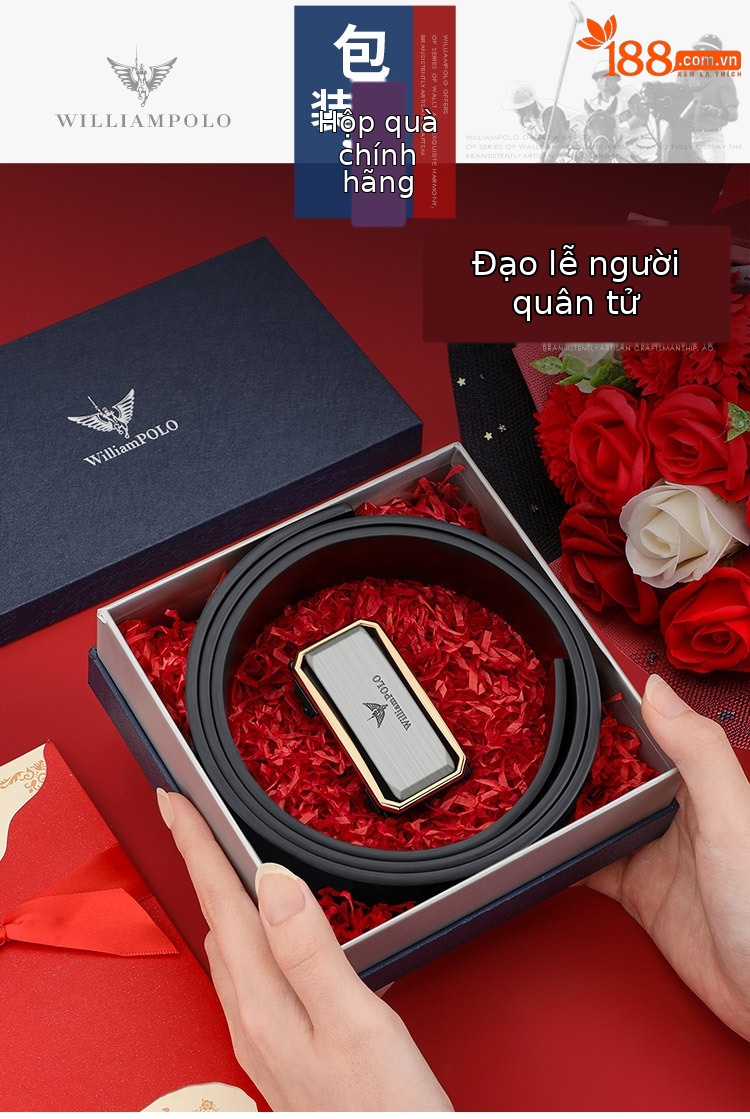 Thắt lưng nam da bò hai lớp tự động khóa pin Emperor Paul thời trang công sở — 120cm, 130cm, 110cm, 125cm chi tiết 9
