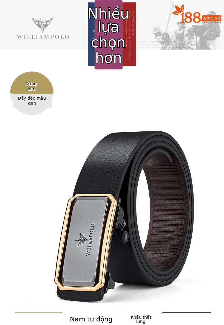 Thắt lưng nam da bò hai lớp tự động khóa pin Emperor Paul thời trang công sở — 120cm, 130cm, 110cm, 125cm chi tiết 11