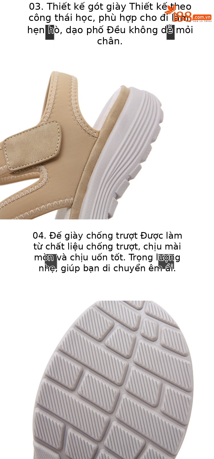 Dép sandal nữ da thật đế xuồng thể thao khóa dán mùa hè 2026 — Màu đen, Siêu nhẹ/thoải mái/chống trượt/sau khi bán lẻ, Màu mơ chi tiết 4