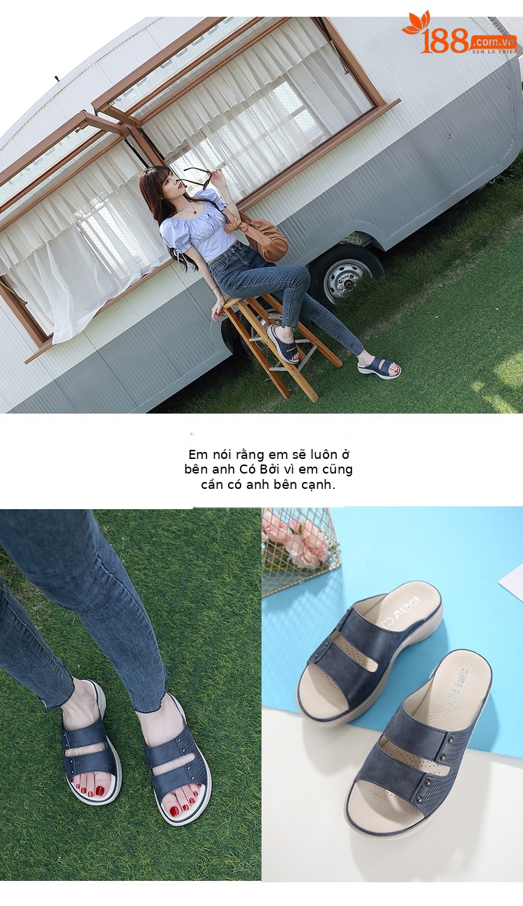 Sandal nữ đế xuồng da thật mùa hè 2026, phong cách thể thao đính đinh, size lớn — Màu xanh lam, Siêu nhẹ/thoải mái/chống trượt/sau khi bán lẻ, Màu xanh lá, Màu mơ chi tiết 5