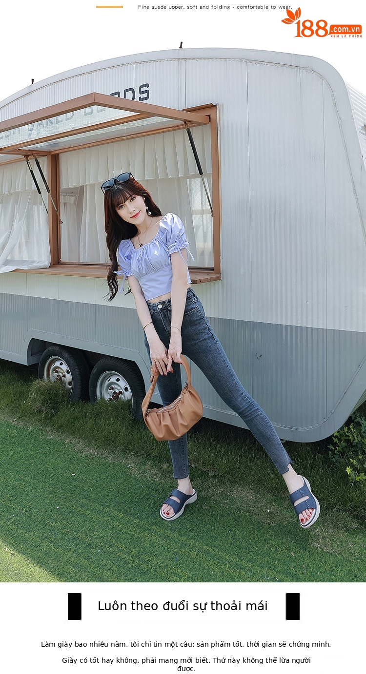 Sandal nữ đế xuồng da thật mùa hè 2026, phong cách thể thao đính đinh, size lớn — Màu xanh lam, Siêu nhẹ/thoải mái/chống trượt/sau khi bán lẻ, Màu xanh lá, Màu mơ chi tiết 6