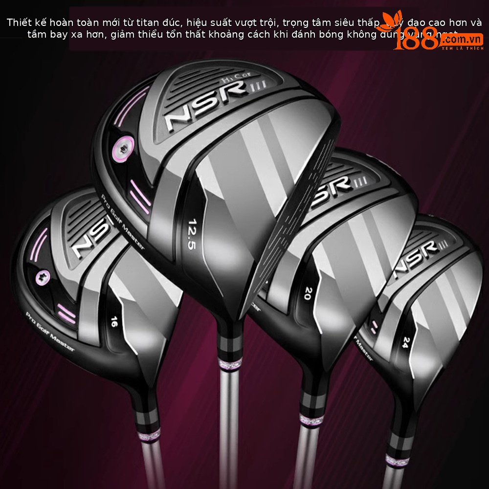 Bộ gậy golf PGM NSR thế hệ 3 cho nữ – gậy gỗ số 1, số 3, số 5 và gậy sắt số 4 thân carbon — Mg041-phụ nữ màu hồng đen tay phải số 1 gỗ (cấp L), Mg041-Pink Lady Tay Phải số 1 Gỗ (cấp L), [Đen hồng] Gỗ số 3 16 ° L, [Đen hồng] Gỗ số 5 20 ° L