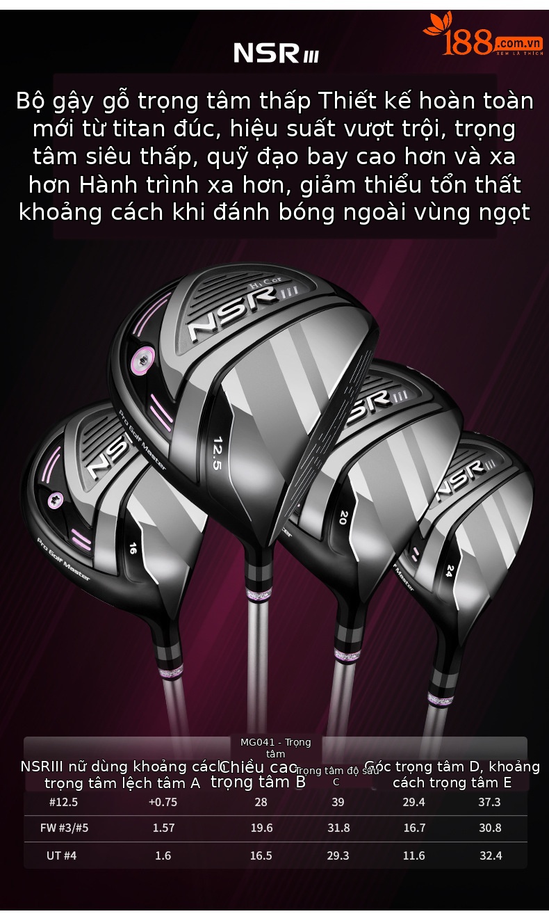 Bộ gậy golf PGM NSR thế hệ 3 cho nữ – gậy gỗ số 1, số 3, số 5 và gậy sắt số 4 thân carbon — Mg041-phụ nữ màu hồng đen tay phải số 1 gỗ (cấp L), Mg041-Pink Lady Tay Phải số 1 Gỗ (cấp L), [Đen hồng] Gỗ số 3 16 ° L, [Đen hồng] Gỗ số 5 20 ° L chi tiết 3