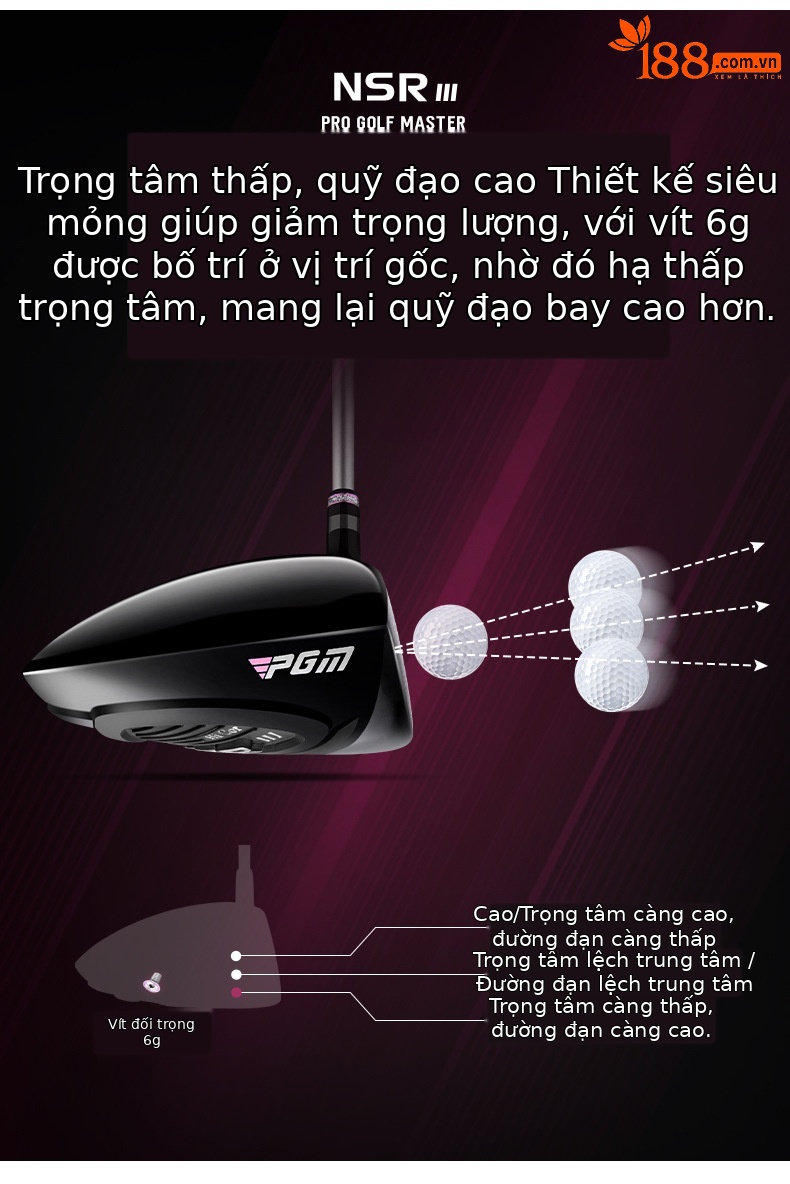 Bộ gậy golf PGM NSR thế hệ 3 cho nữ – gậy gỗ số 1, số 3, số 5 và gậy sắt số 4 thân carbon — Mg041-phụ nữ màu hồng đen tay phải số 1 gỗ (cấp L), Mg041-Pink Lady Tay Phải số 1 Gỗ (cấp L), [Đen hồng] Gỗ số 3 16 ° L, [Đen hồng] Gỗ số 5 20 ° L chi tiết 7