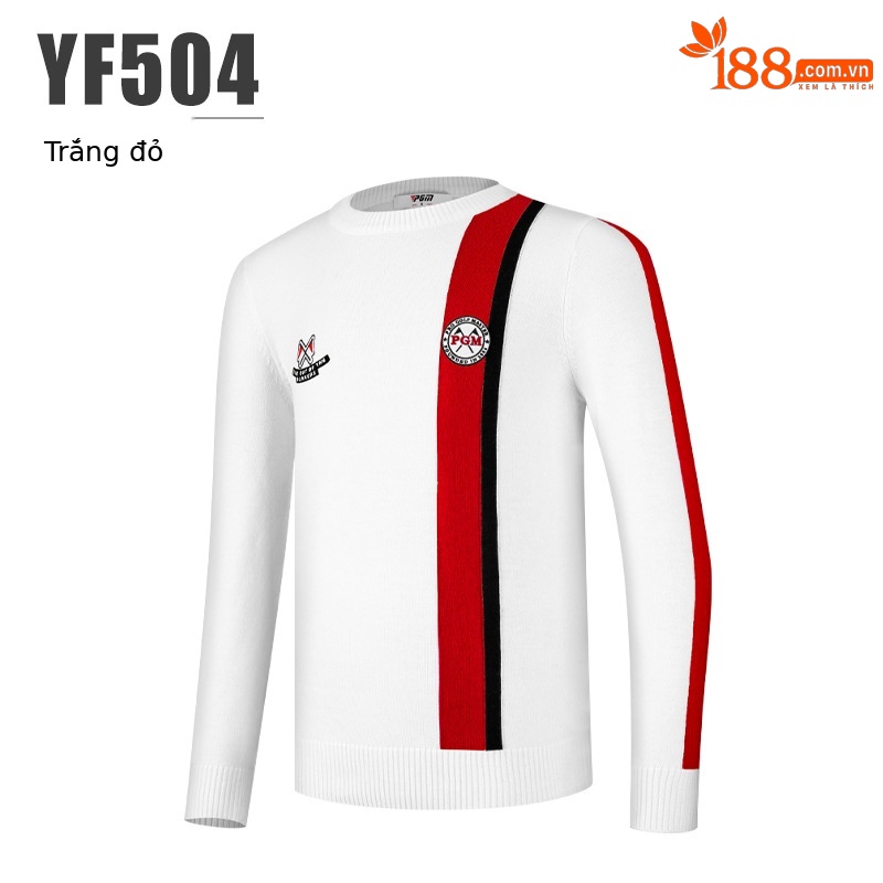 Áo len golf bé trai cổ tròn PGM thu đông, chất len pha ấm áp — YF504-Trắng Đỏ, YF504-màu xanh nhạt, YF504-Trắng Vàng