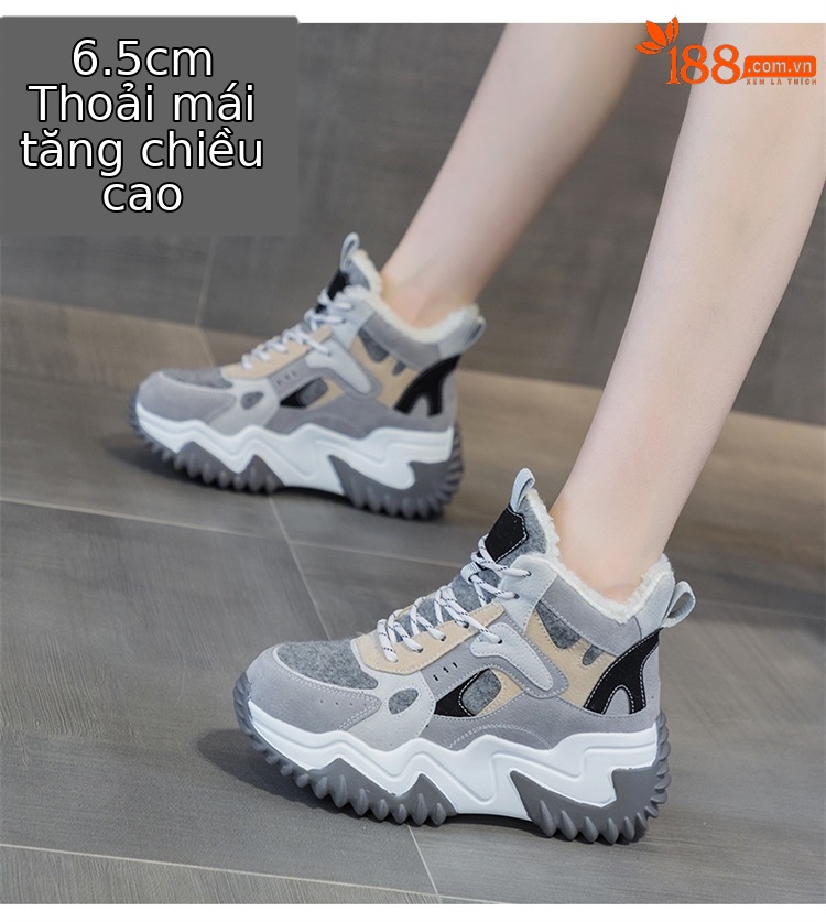 Giày bốt da thật phong cách Hàn Quốc nữ mùa thu đông 2026, lót lông dày, đế cao tăng chiều cao, giày bốt tuyết thường ngày — 2271-1 màu mơ len, M2271 màu xám một lớp bên trong, M2271 màu đen một lớp bên trong, M2271-1 Màu Đen Lót Lông chi tiết 8