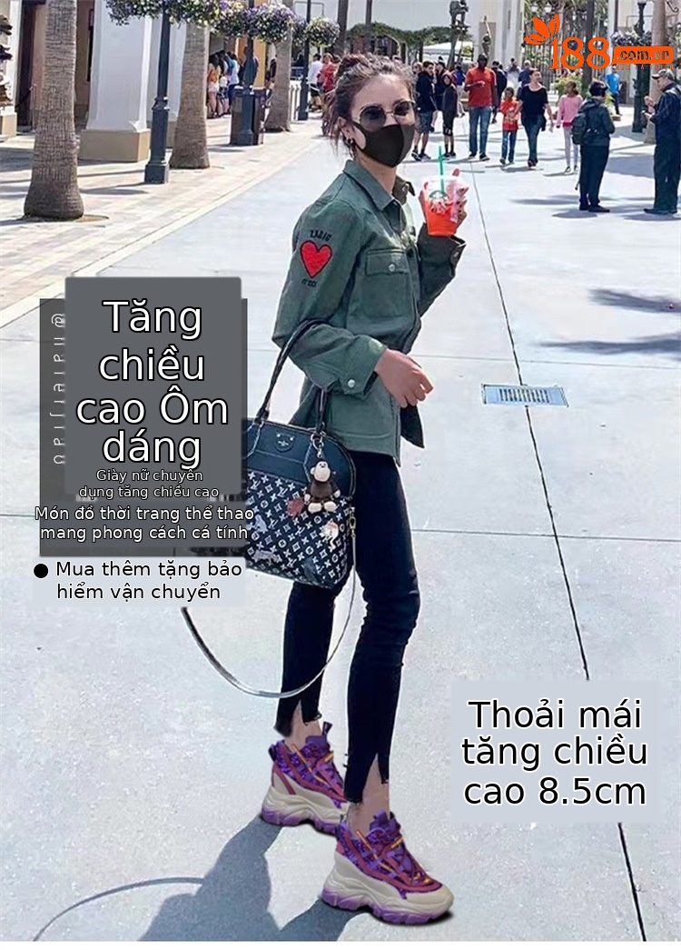 Giày sneaker nữ đế dày độn gót ẩn đính sequin xuân 2026 — M2269-1 Màu cà phê lót nhung, M2269-1 màu đen lót nhung, M2269-1 xanh lục lót nhung, M2269 màu tím một lớp bên trong chi tiết 1