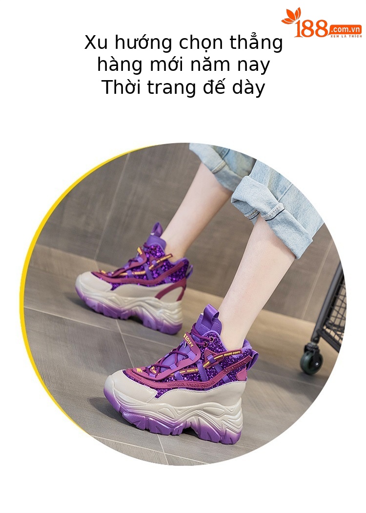 Giày sneaker nữ đế dày độn gót ẩn đính sequin xuân 2026 — M2269-1 Màu cà phê lót nhung, M2269-1 màu đen lót nhung, M2269-1 xanh lục lót nhung, M2269 màu tím một lớp bên trong chi tiết 3