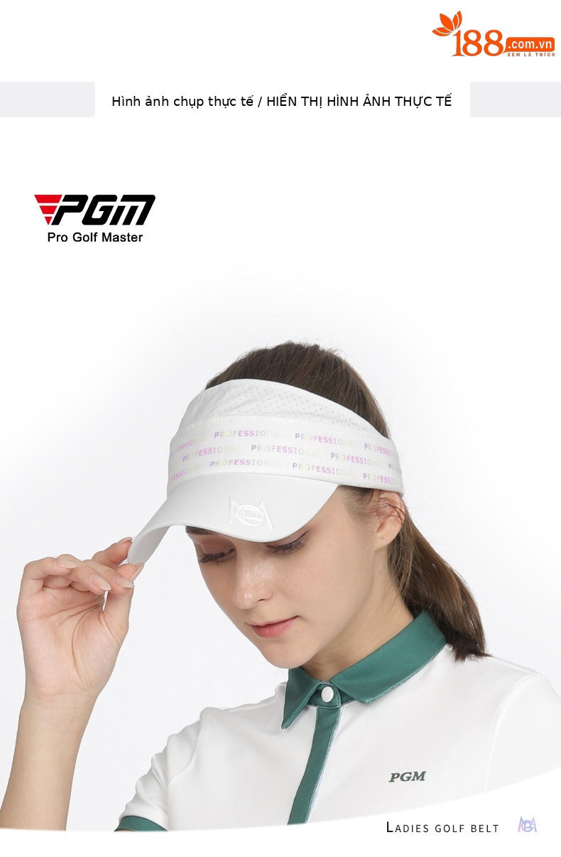Mũ golf nữ không đỉnh PGM chống nắng, thoáng khí, hút ẩm, vành dài 7.3 cm — MZ046-[Trắng] nữ mũ không mui thoáng khí, MZ046-[màu xanh nước biển] nữ mũ không mui thoáng khí chi tiết 7
