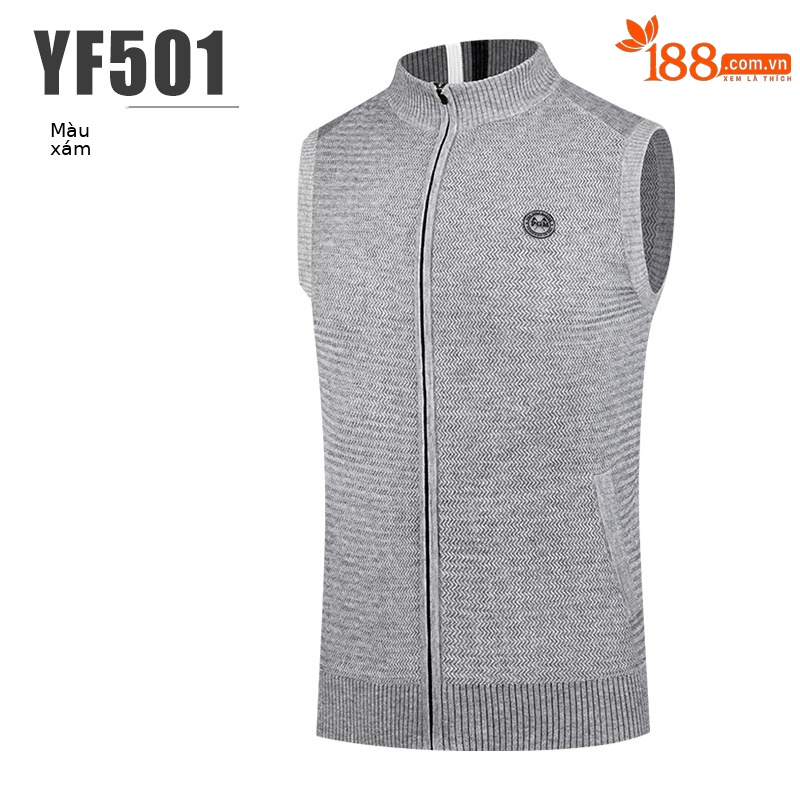 Áo vest len nam cổ đứng PGM – ấm áp mùa thu đông — YF501-màu xám, YF501-Đen, YF501-màu trắng
