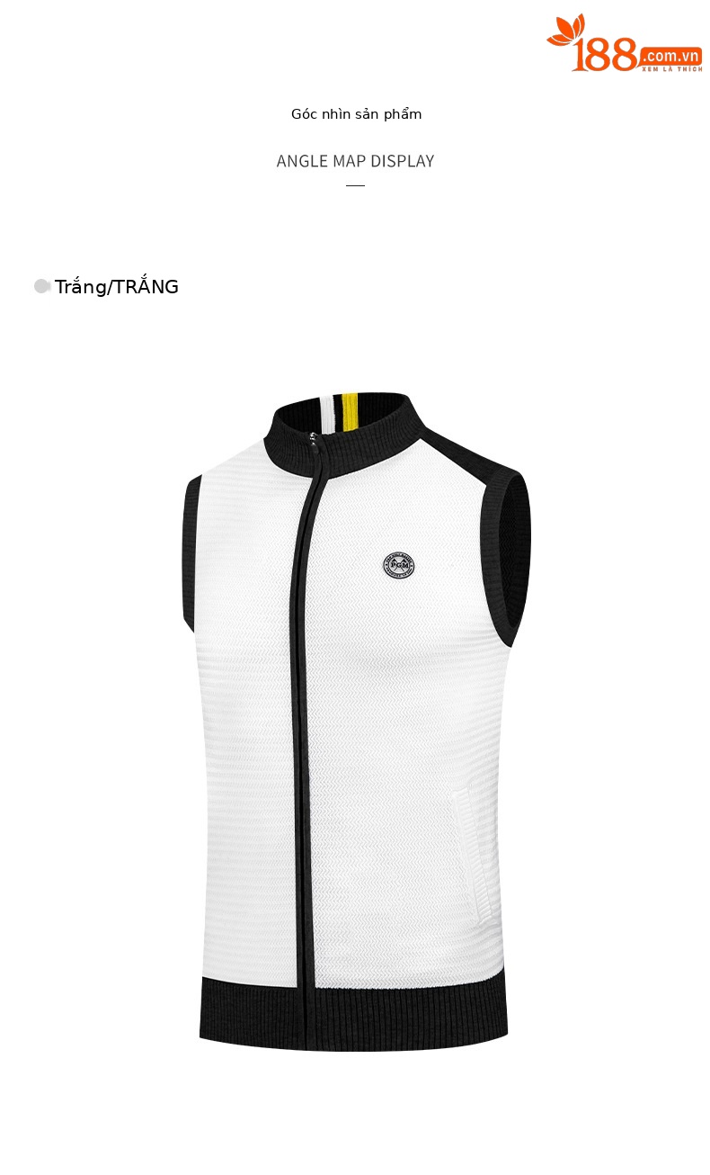 Áo vest len nam cổ đứng PGM – ấm áp mùa thu đông — YF501-màu xám, YF501-Đen, YF501-màu trắng chi tiết 5