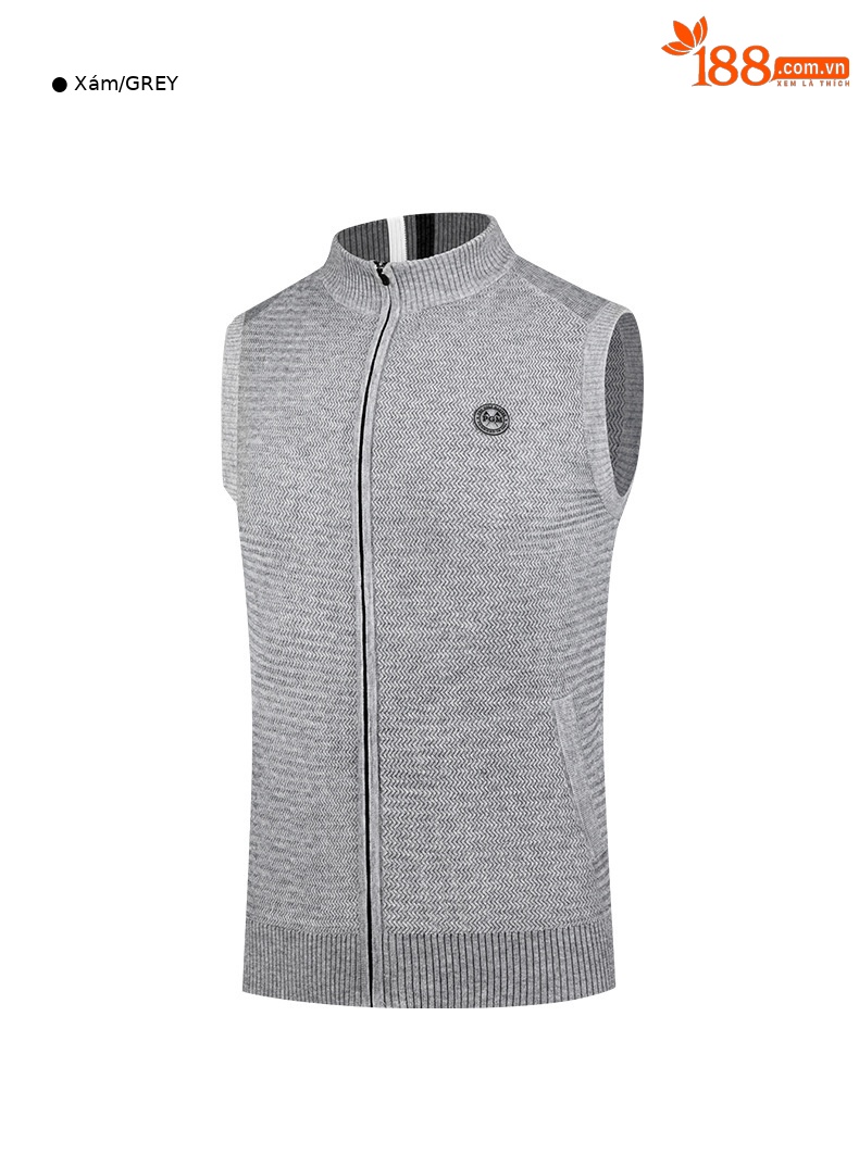 Áo vest len nam cổ đứng PGM – ấm áp mùa thu đông — YF501-màu xám, YF501-Đen, YF501-màu trắng chi tiết 9