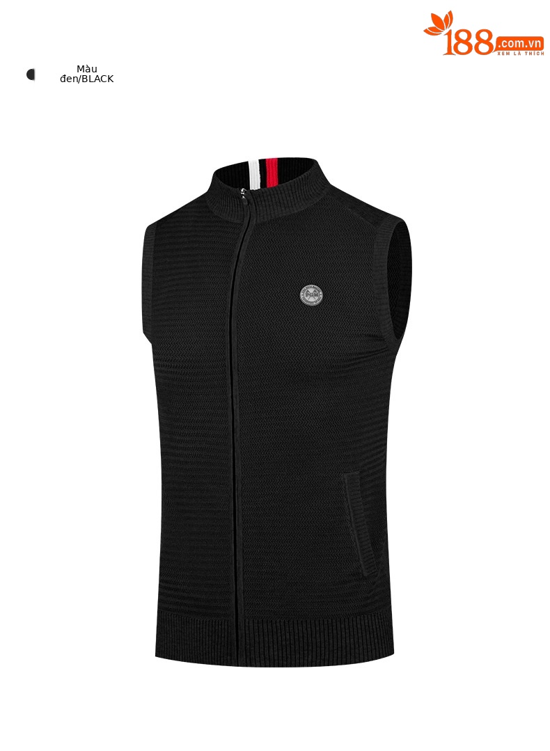 Áo vest len nam cổ đứng PGM – ấm áp mùa thu đông — YF501-màu xám, YF501-Đen, YF501-màu trắng chi tiết 13