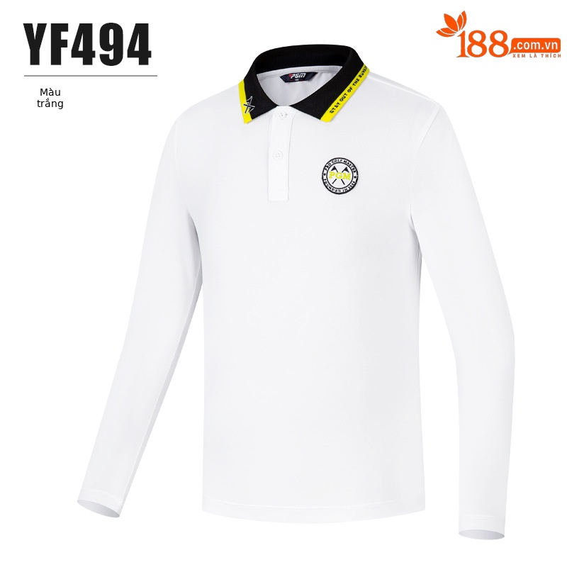 Áo thun dài tay bé trai PGM golf mùa thu, chất liệu co giãn thoải mái — YF494-màu trắng, YF494-Đen, YF494-màu xanh nước biển
