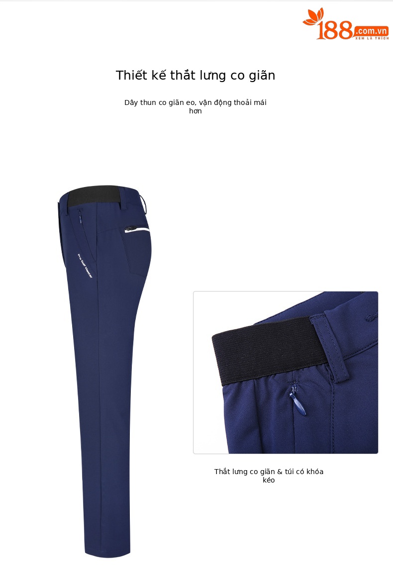 Quần dài thể thao golf trẻ em co giãn vải chức năng — KUZ141-màu xanh hải quân, KUZ141-màu trắng, KUZ141-Đen chi tiết 3
