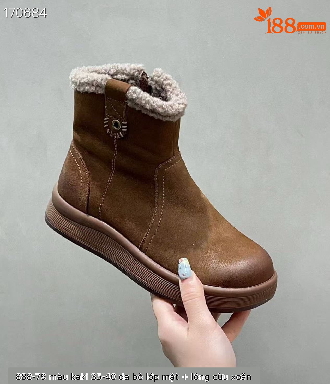 Boot nữ cổ cao ôm bắp chân đế dày phong cách Martin mùa đông 2025 — Màu Kaki chi tiết 6