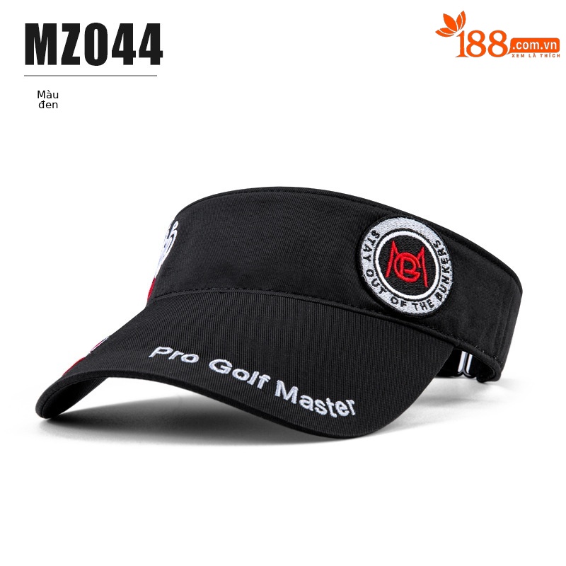 Mũ không đỉnh nam chơi golf PGM thoáng khí nhanh khô che nắng thêu họa tiết — MZ044-Đen, MZ044-màu trắng