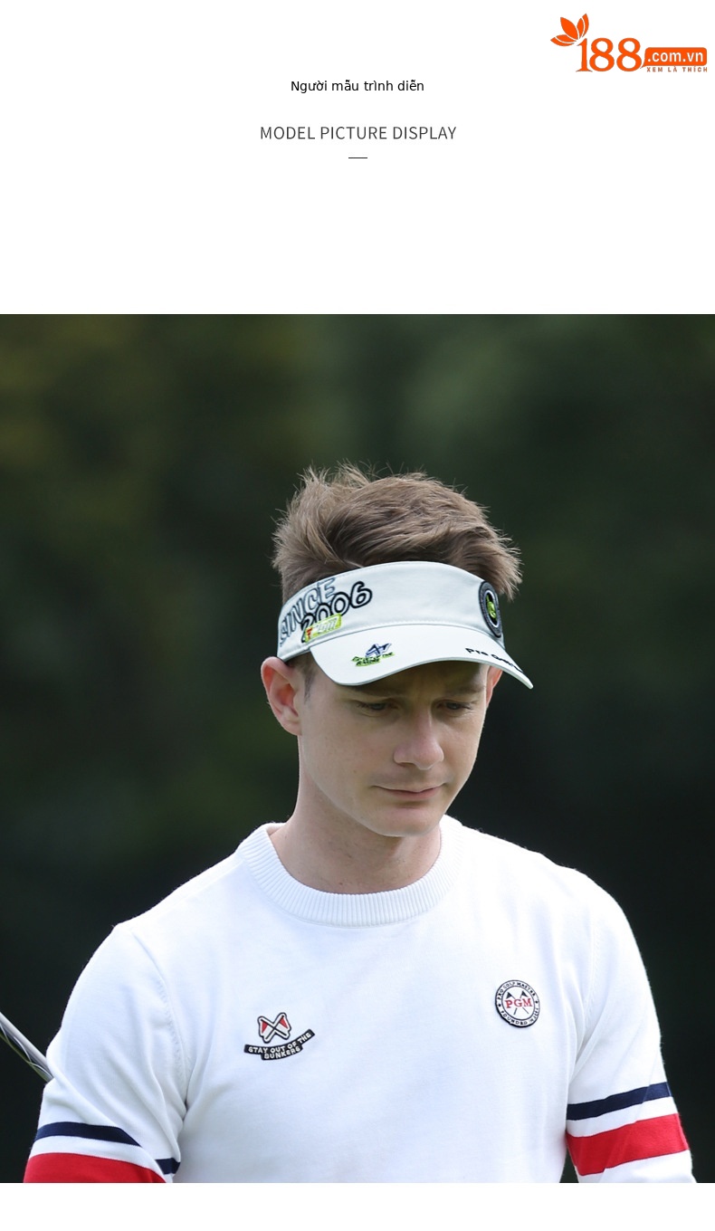 Mũ không đỉnh nam chơi golf PGM thoáng khí nhanh khô che nắng thêu họa tiết — MZ044-Đen, MZ044-màu trắng chi tiết 7