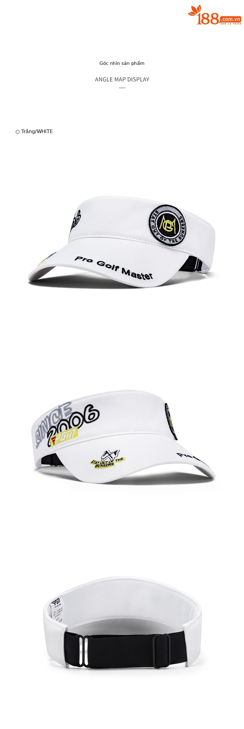Mũ không đỉnh nam chơi golf PGM thoáng khí nhanh khô che nắng thêu họa tiết — MZ044-Đen, MZ044-màu trắng chi tiết 11