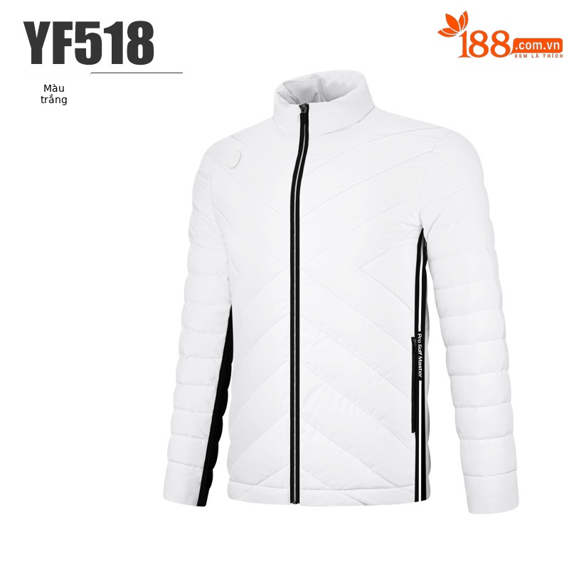 Áo khoác golf nam dài tay mùa đông lông vịt trắng dày thể thao cổ đứng — YF518-Áo khoác trắng, YF518-Áo khoác đen