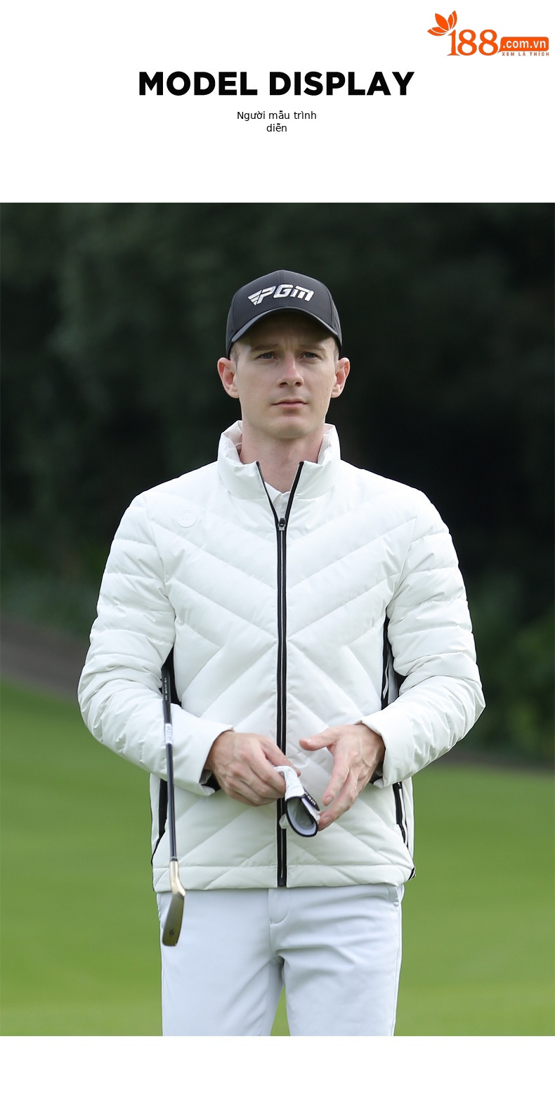 Áo khoác golf nam dài tay mùa đông lông vịt trắng dày thể thao cổ đứng — YF518-Áo khoác trắng, YF518-Áo khoác đen chi tiết 6