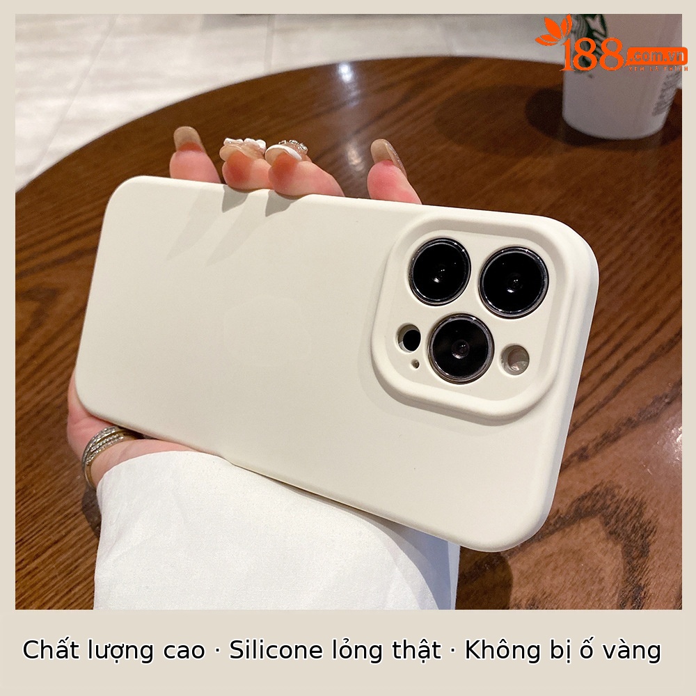 Ốp lưng iPhone 13/14 Pro Max silicon lỏng chống rơi 12 chiều đơn giản — Silicone màu trắng cổ, Graphite màu xám Silicone màu trơn, Khói xanh xám silicon màu trơn, Màu trắng hồng Silicone màu trơn