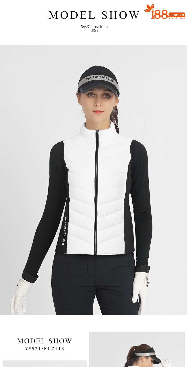 Áo gi lê lông vũ nữ golf PGM chống gió giữ ấm thu đông — YF521-màu đỏ, YF521-màu trắng chi tiết 5