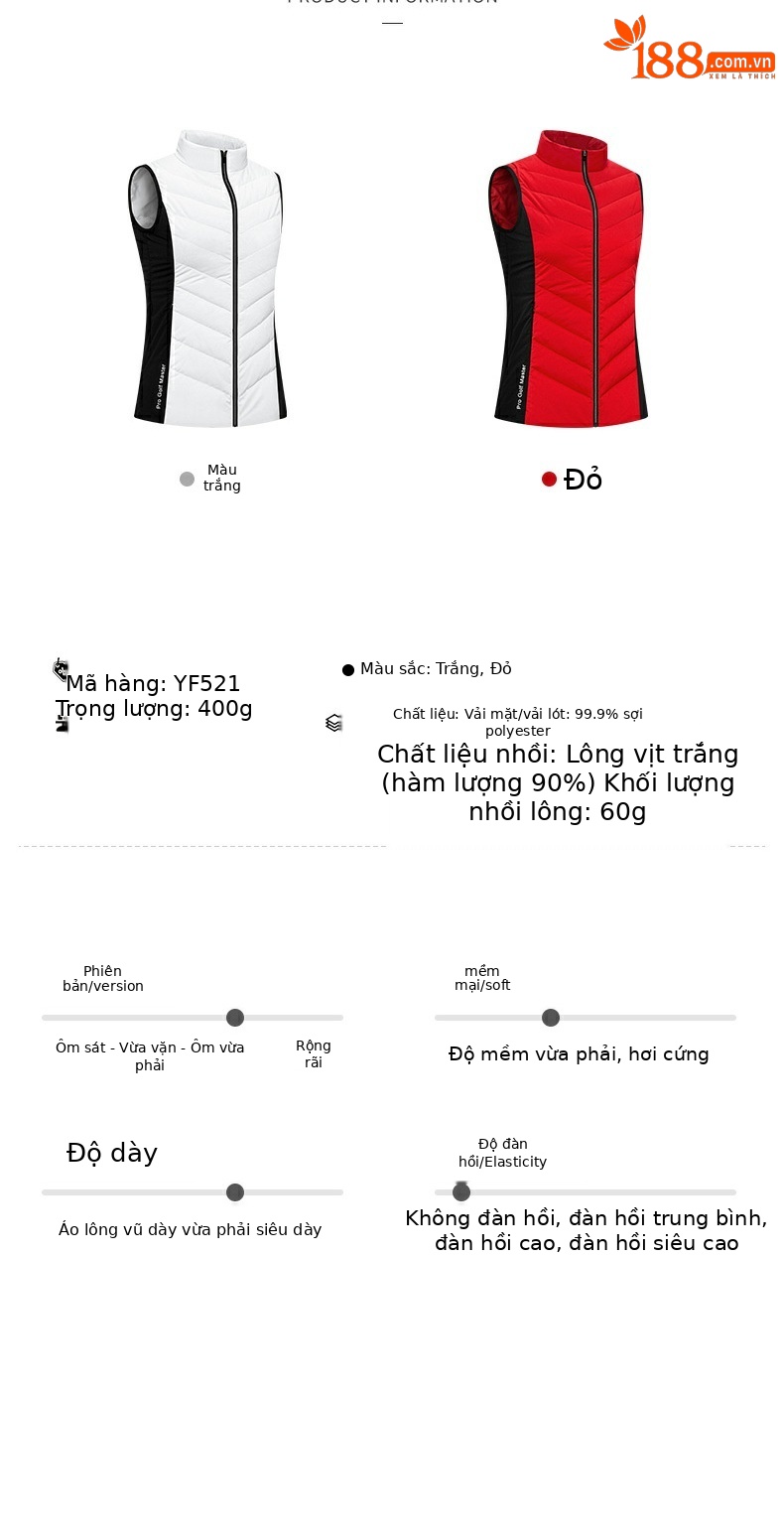 Áo gi lê lông vũ nữ golf PGM chống gió giữ ấm thu đông — YF521-màu đỏ, YF521-màu trắng chi tiết 4