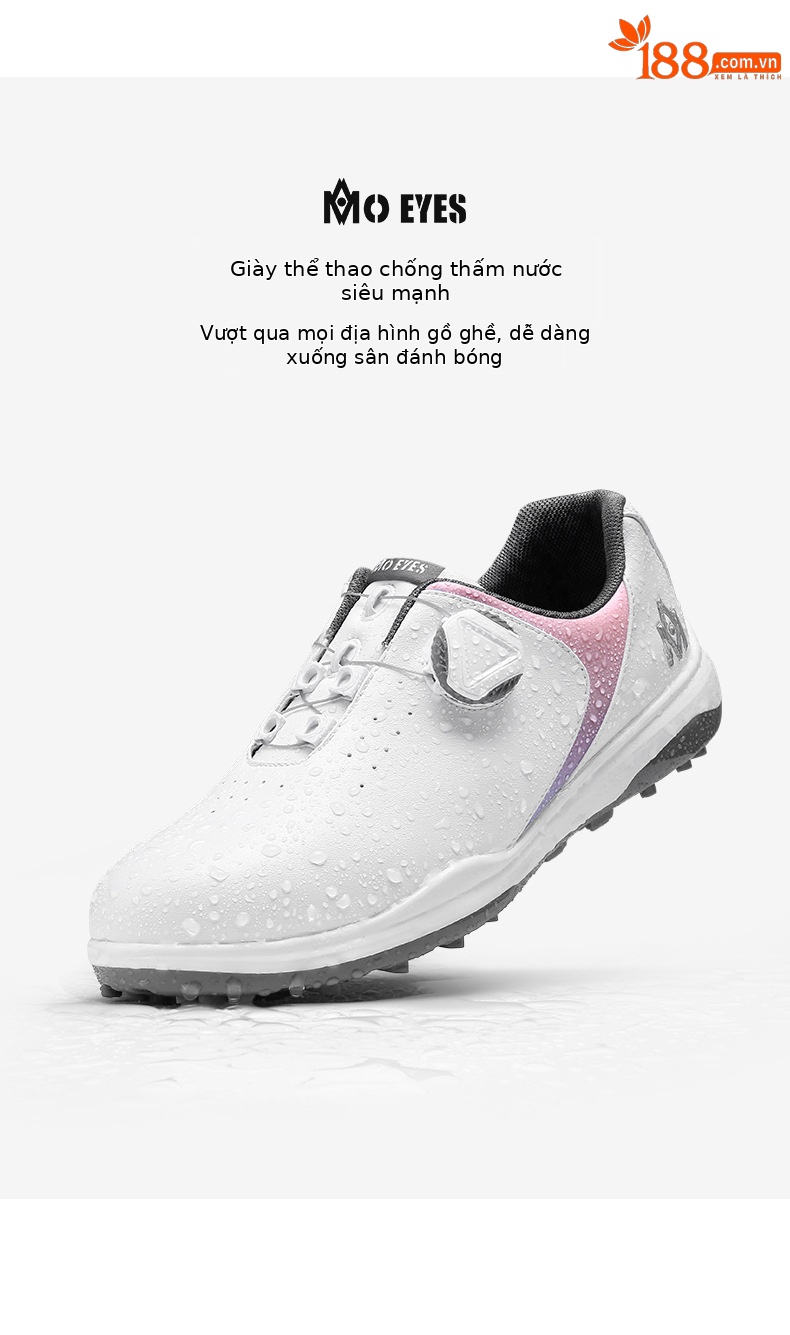 Giày thể thao nữ golf chống thấm nước, đế chống trượt, dây xoay nhanh — M22XZ04-Trắng dần Đỏ, M22XZ04-Xám dần trắng, M22XZ04-màu trắng chuyển màu xanh lam chi tiết 4