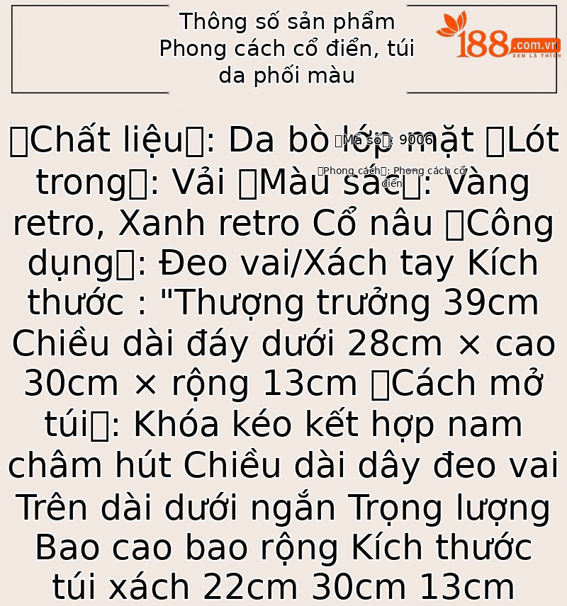 Túi Tote Da bò cao cấp cổ điển, đeo vai cầm tay, sức chứa lớn — Vàng cổ điển, Nâu cổ điển, Xanh lam cổ điển chi tiết 2