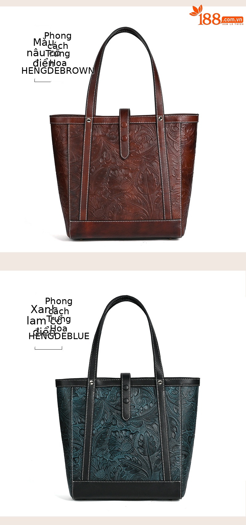 Túi Tote Da bò cao cấp cổ điển, đeo vai cầm tay, sức chứa lớn — Vàng cổ điển, Nâu cổ điển, Xanh lam cổ điển chi tiết 10