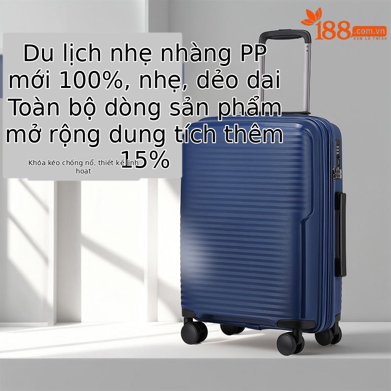 Bộ ba vali du lịch Quảng Châu 20-24-28 inch, vali xách tay bánh xe đa năng, vali da mở rộng khóa TSA — Màu đen, Màu xanh đậm, Màu xám