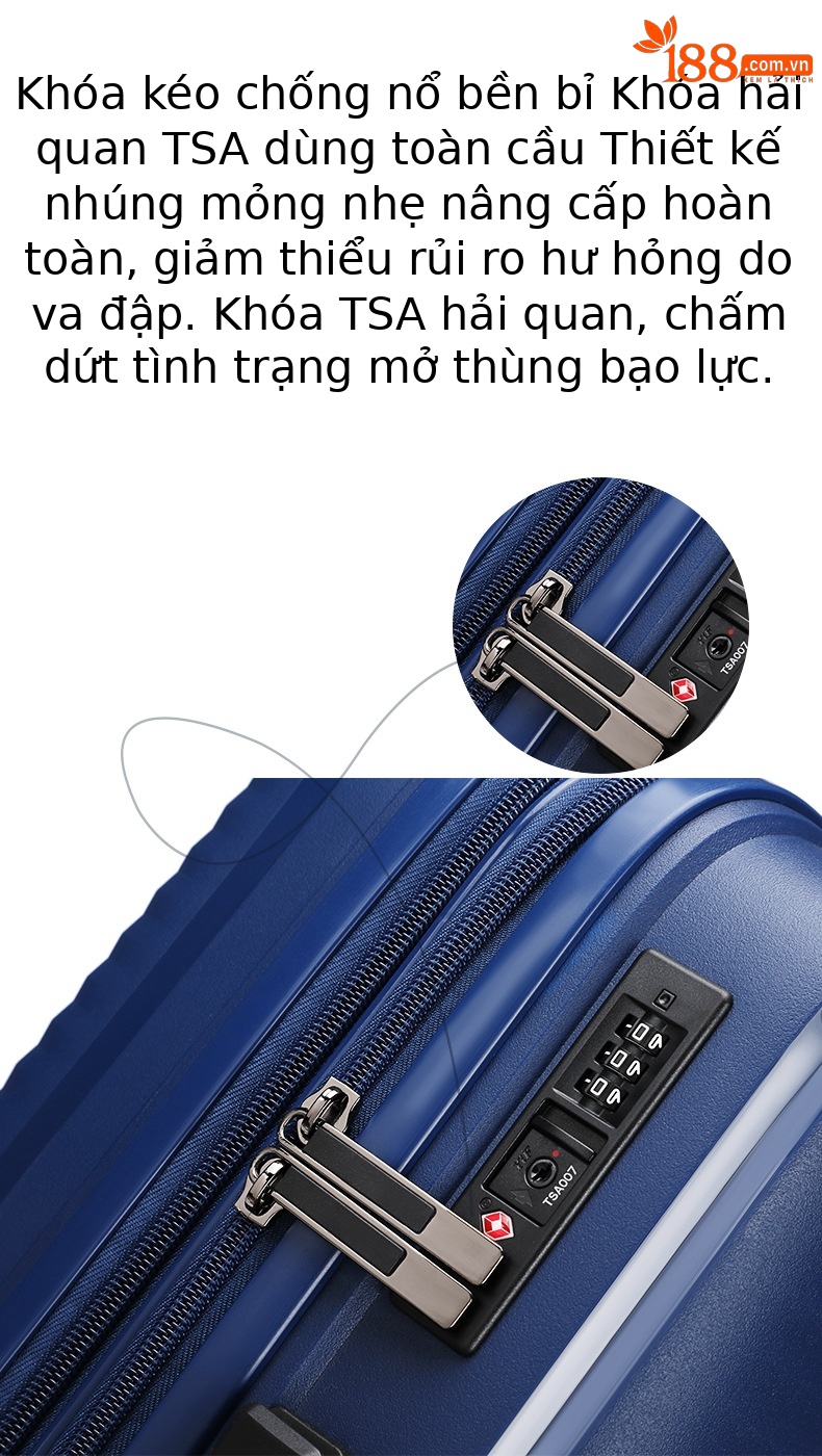 Bộ ba vali du lịch Quảng Châu 20-24-28 inch, vali xách tay bánh xe đa năng, vali da mở rộng khóa TSA — Màu đen, Màu xanh đậm, Màu xám chi tiết 5