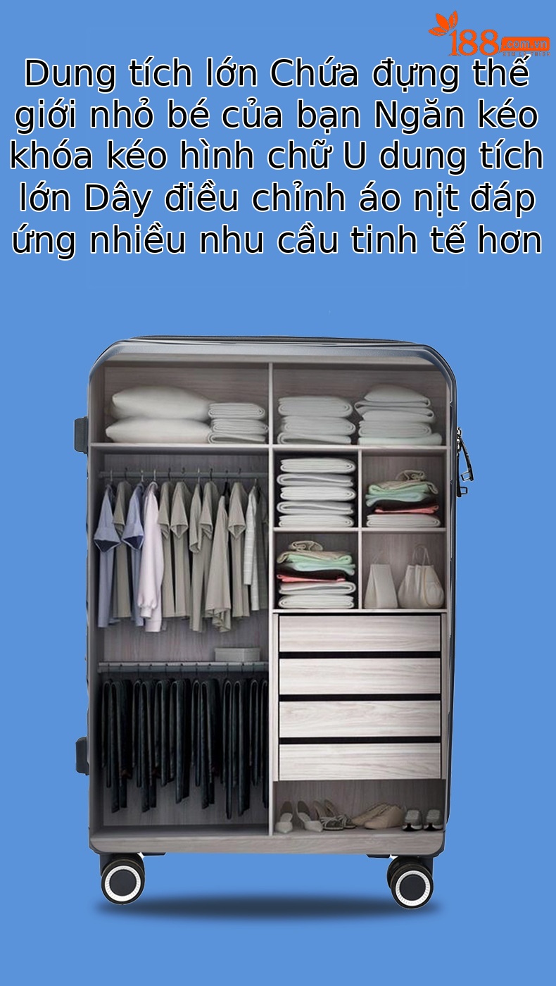 Bộ ba vali du lịch Quảng Châu 20-24-28 inch, vali xách tay bánh xe đa năng, vali da mở rộng khóa TSA — Màu đen, Màu xanh đậm, Màu xám chi tiết 6
