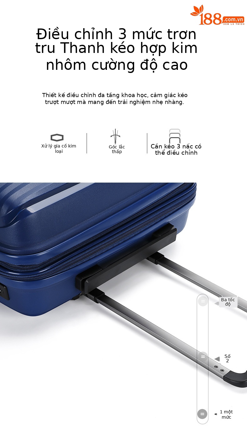 Bộ ba vali du lịch Quảng Châu 20-24-28 inch, vali xách tay bánh xe đa năng, vali da mở rộng khóa TSA — Màu đen, Màu xanh đậm, Màu xám chi tiết 3