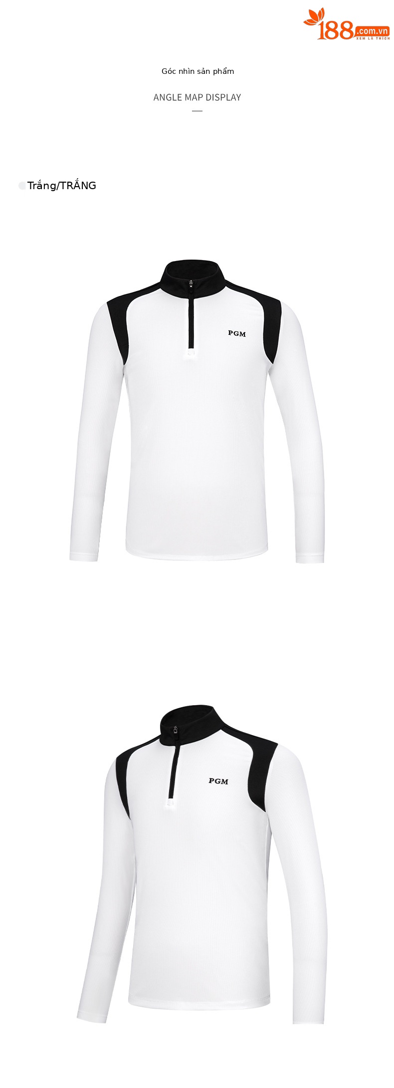 Áo khoác golf trẻ em dài tay cổ đứng khóa kéo PGM thu đông — YF541-Đen, YF541-màu trắng chi tiết 8