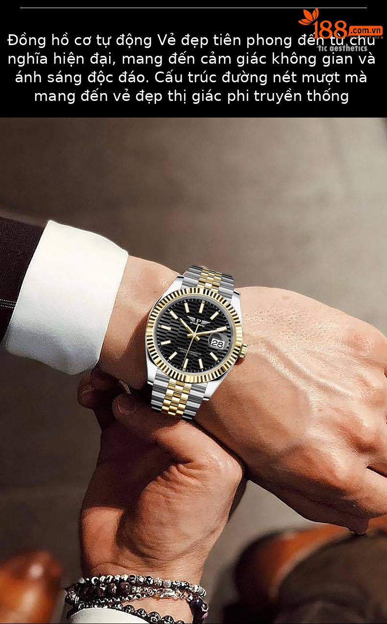Đồng hồ nam cơ tự động Datejust mới, chống nước phát quang, dây thép không gỉ 6525 chi tiết 3