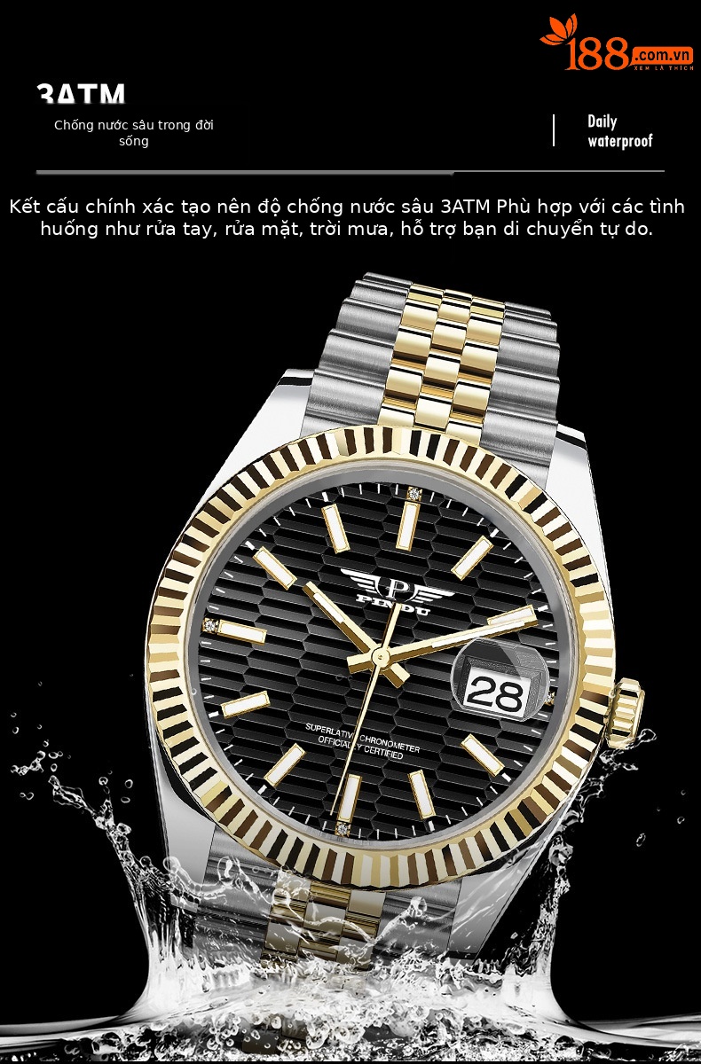 Đồng hồ nam cơ tự động Datejust mới, chống nước phát quang, dây thép không gỉ 6525 chi tiết 8