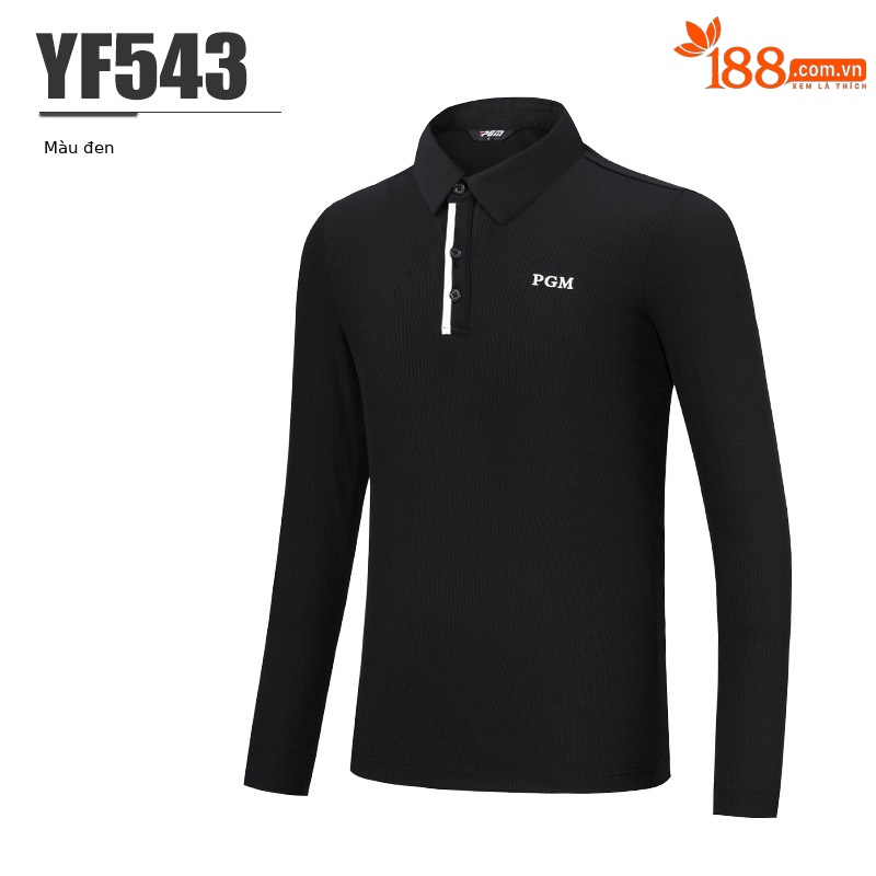Áo thun dài tay bé trai PGM phối sọc mềm mại thu đông — YF543-Màu đen, YF543-màu trắng
