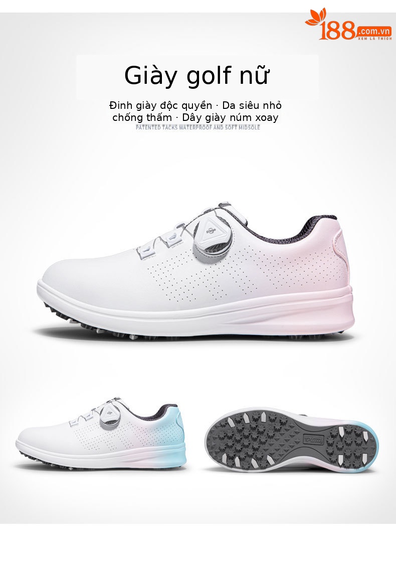 Giày thể thao golf nữ PGM thiết kế Gradient chống nước — XZ255-màu xanh hồng dần, XZ255-Bột Gradient chi tiết 2
