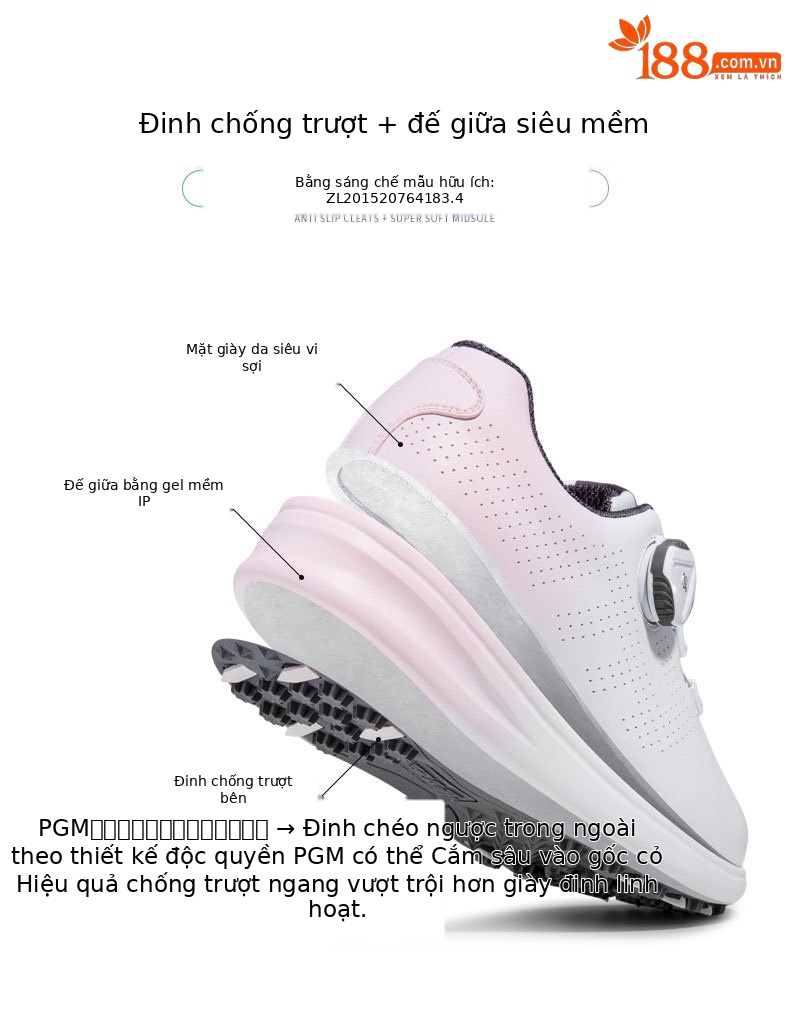 Giày thể thao golf nữ PGM thiết kế Gradient chống nước — XZ255-màu xanh hồng dần, XZ255-Bột Gradient chi tiết 3