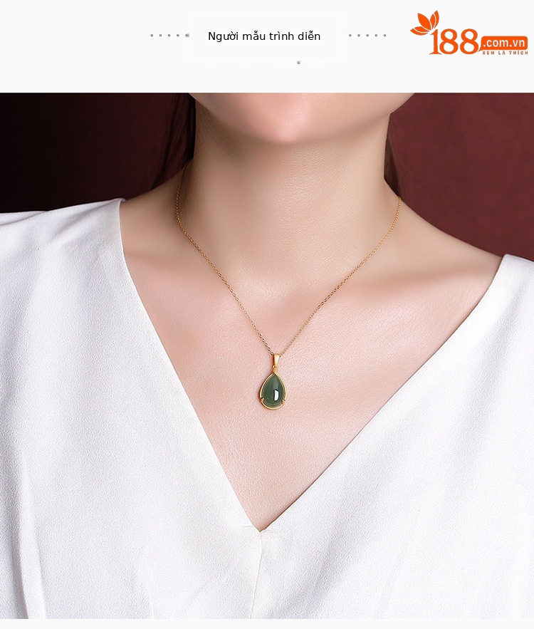 Mặt dây chuyền hình giọt nước bạc S925 mạ vàng đơn giản — Mặt Dây chuyền đơn (không có dây chuyền) chi tiết 4