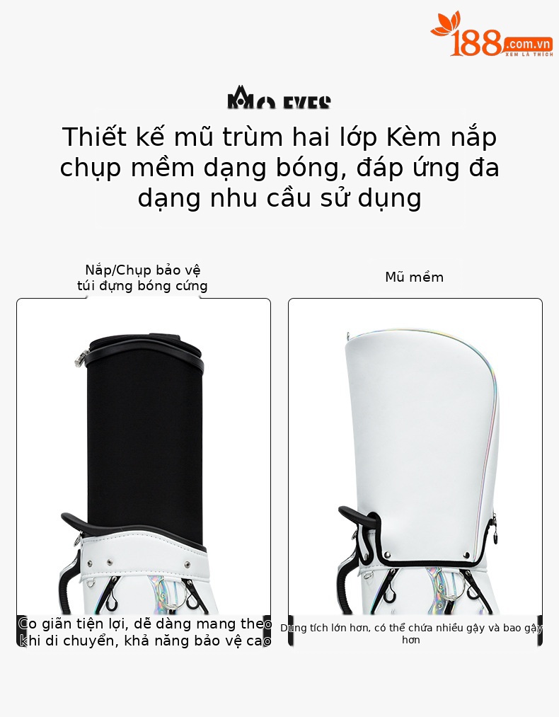 Túi đựng gậy golf nữ bốn bánh kéo, cao 127 cm, chứa 13 gậy — M22QB02-Đen, M22QB02-màu trắng chi tiết 3