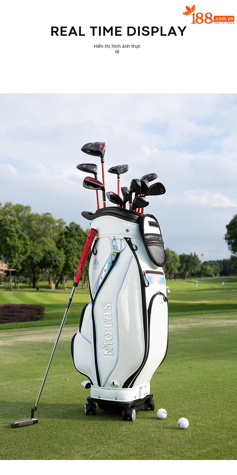Túi đựng gậy golf nữ bốn bánh kéo, cao 127 cm, chứa 13 gậy — M22QB02-Đen, M22QB02-màu trắng chi tiết 6