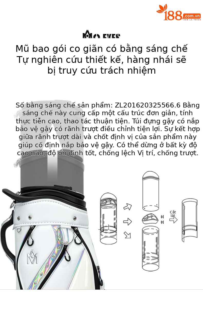 Túi đựng gậy golf nữ bốn bánh kéo, cao 127 cm, chứa 13 gậy — M22QB02-Đen, M22QB02-màu trắng chi tiết 2