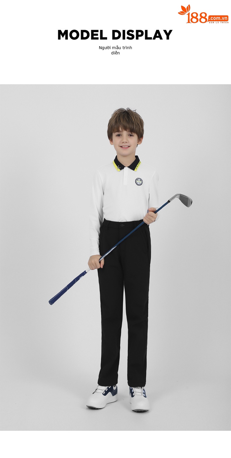 Quần dài thể thao golf bé trai lót nhung dày dặn mùa thu đông — KUZ140-màu xanh hải quân (lót nhung), KUZ140-Trắng (lót nhung), KUZ140-Đen (lót nhung) chi tiết 6
