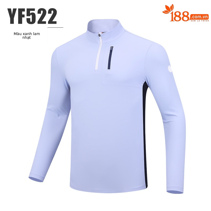 Áo thun golf nam dài tay cổ đứng PGM thiết kế thể thao — YF522-Màu xanh nhạt, YF522-màu xanh nước biển, YF522-màu trắng
