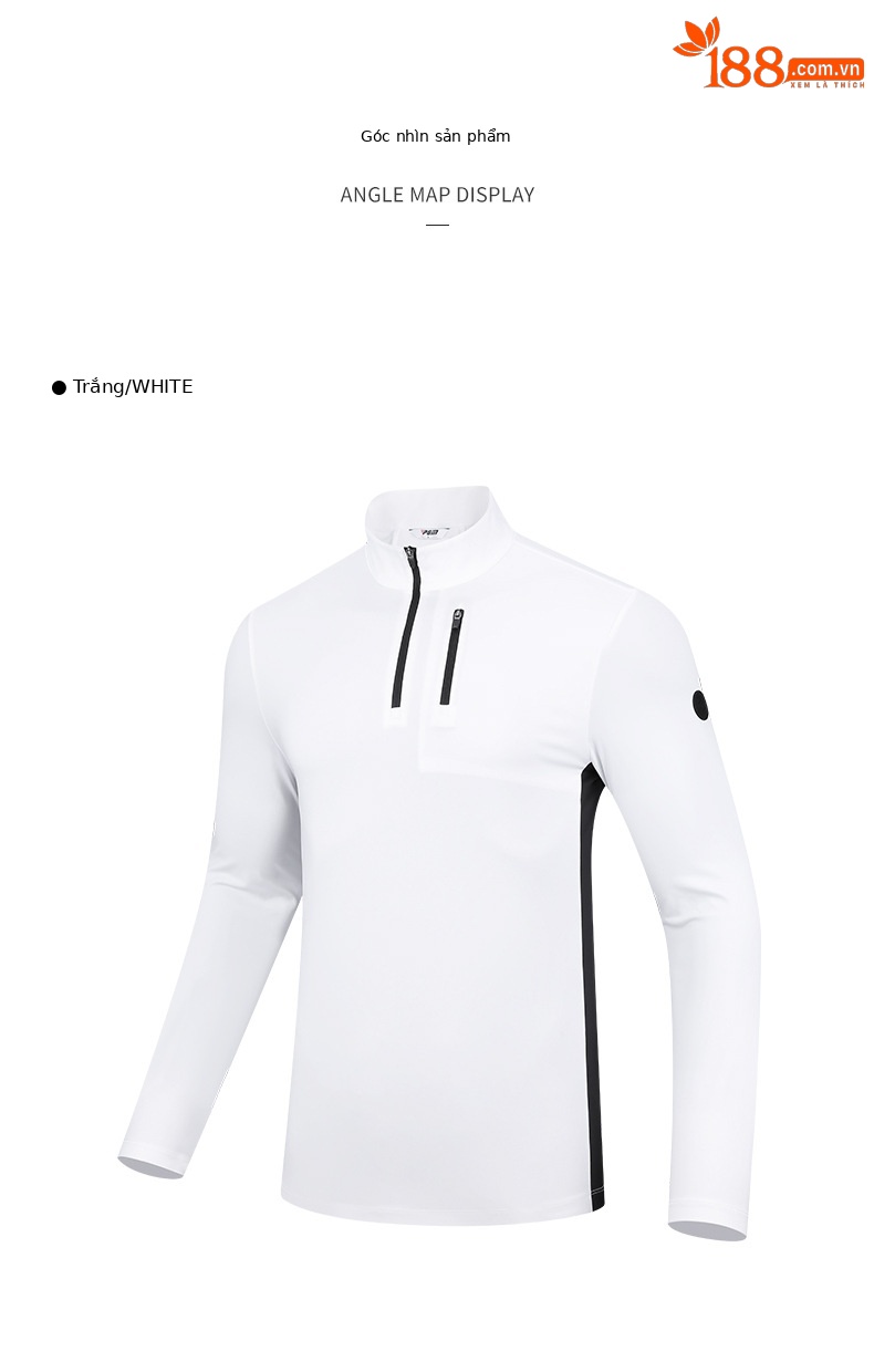 Áo thun golf nam dài tay cổ đứng PGM thiết kế thể thao — YF522-Màu xanh nhạt, YF522-màu xanh nước biển, YF522-màu trắng chi tiết 8